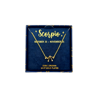 14K Yellow Gold Plated Cubic Zirconia Horoscope Pendant, Zodiac: Scorpio