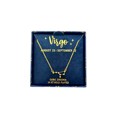 14K Yellow Gold Plated Cubic Zirconia Horoscope Pendant, Zodiac: Virgo