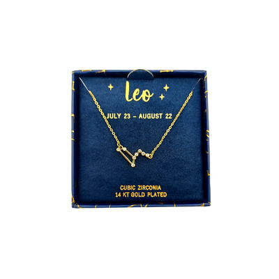 14K Yellow Gold Plated Cubic Zirconia Horoscope Pendant, Zodiac: Leo